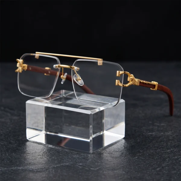 LimaLuxury Rimless Gold Eyeglasses Frame for Men & Women